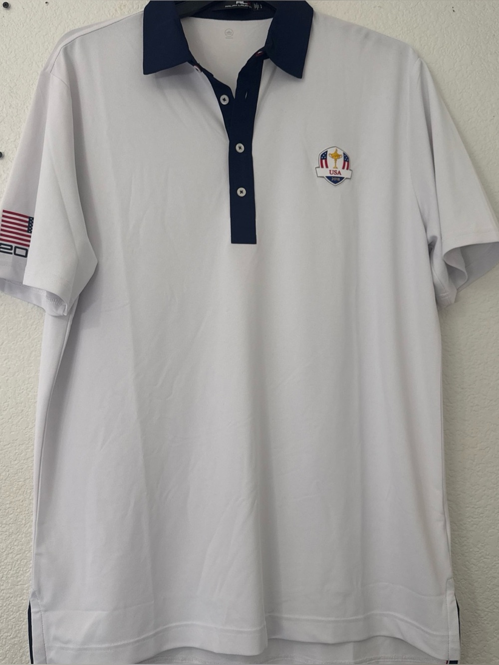 Ralph Lauren White Polo with Navy Collar and Trim